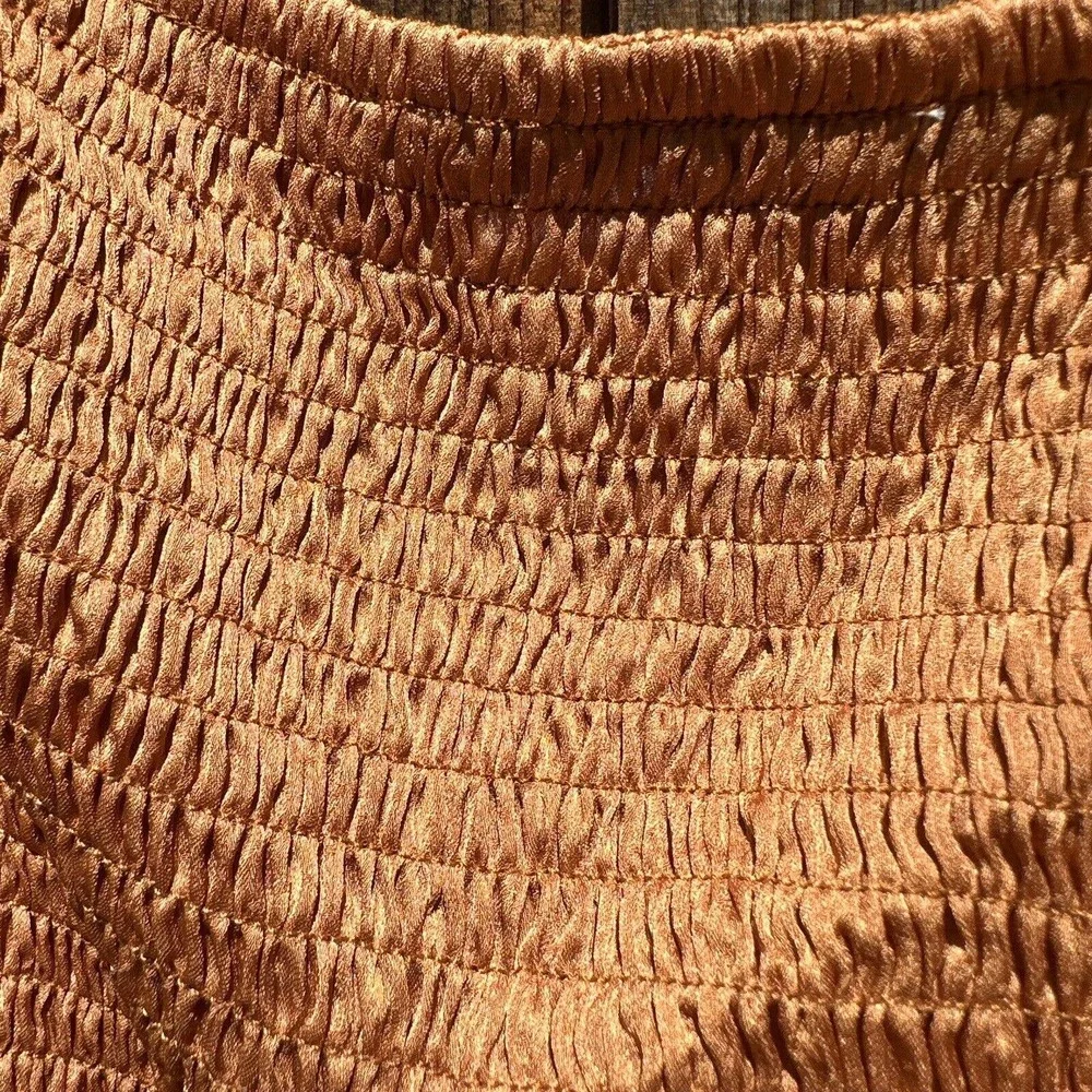 NWT ASTR the label LOVE SONG RUCHED FRONT LONG SLEEVE TOP Apricot Med - Picture 5 of 9